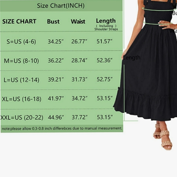 🆕⭐ Boho black smocked tie strap maxi dress - Picture 9 of 11